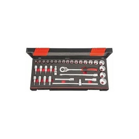 Holex 33 Pc 1/2 inch Drive Socket Set, 12 pt, 8 mm to 34 mm 638018 12